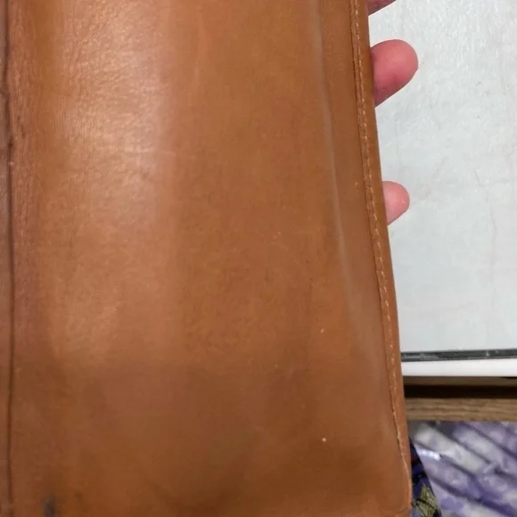 Coach vintage English tan leather chunky case clutch bag